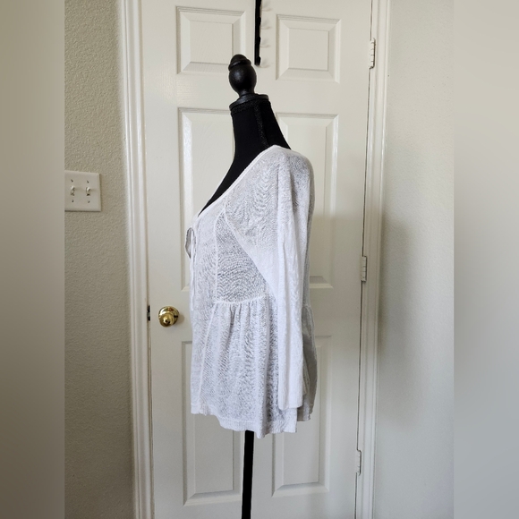 Vintage Y2k Juicy Couture White Peasant Tie Thin Knt Scoop Blouse Top S - Picture 3 of 11